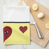 赤いハート キッチンタオル (四つ折り)