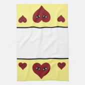 赤いハート キッチンタオル (縦)