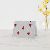 赤いハート グレー背景 カード (黄色い花)