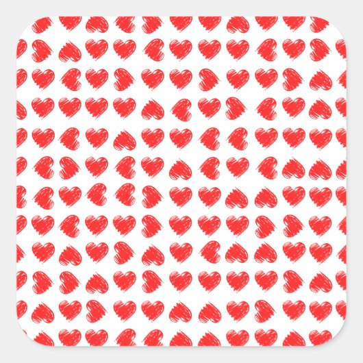 赤いハート スクエアシール (正面)