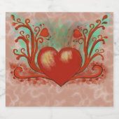 赤いハート スパークリングワインラベル (シングルラベル)