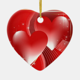 赤いハート セラミックオーナメント
