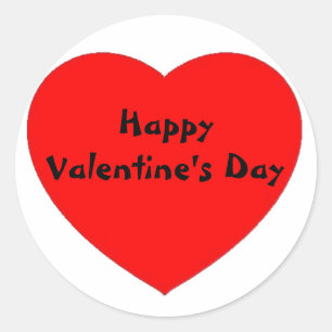 赤いハート「ハッピーバレンタインデー」シール/ラベル ラウンドシール