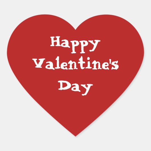 赤いハート「ハッピーバレンタインデー、 ハートシール (正面)