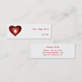 赤いハート「ハート」名刺サイドホワイトスキンニー スキニー名刺 (正面/裏面)