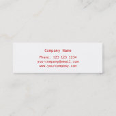 赤いハート「ハート」名刺サイドホワイトスキンニー スキニー名刺 (裏面)