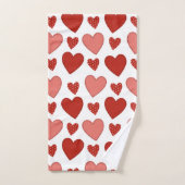 赤いハート バスタオルセット (ハンドタオル)