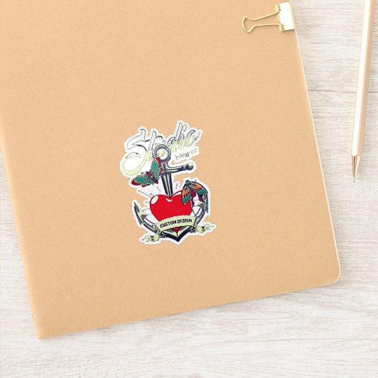 赤いハート&バタフライスタジオインキングアート シール (ノートブック)