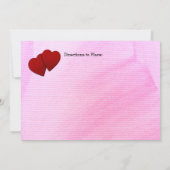 赤いハート、バラ、ピンクテクスチャブライダルシャワー 招待状 (裏面)