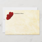 赤いハート、バラ & 黄色の背景 ブライダルシャワー 招待状 (裏面)