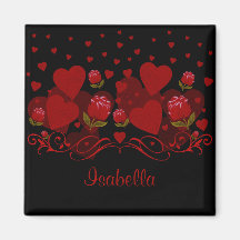 赤いハート、バレンタインの日のための赤いバラ磁石