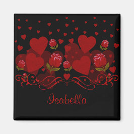 赤いハート、バレンタインの日のための赤いバラ磁石 マグネット