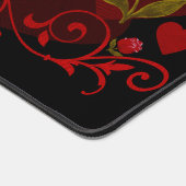 赤いハート、バレンタインデーのための赤いバラ デスクマット (コーナー)