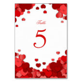 赤いハート、バレンタインデー結婚ズ、カスタム テーブルナンバー (裏面)