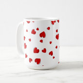 赤いハート パーソナライズされた コーヒーマグカップ (正面左)