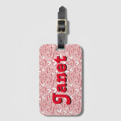 赤いハート パーソナライズされた ラゲッジタグ (正面縦)