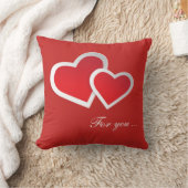 赤いハート...パーソナライズ装飾用クッション クッション (ブランケット)