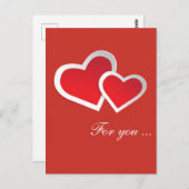 赤いハート...パーソナライズ ポストカード (正面/裏面)