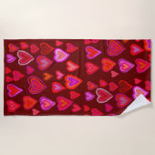 赤いハート ビーチタオル (正面)