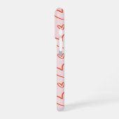 赤いハート(ピンクの背景に名前を付けたイニシャル) iPhoneケース (左側面)