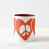 赤いハート·ピース·サイン マグカップ (中央)