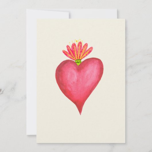 赤いハート&フラワーメキシコの結婚式の日付を保存 招待状 (裏面)