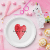 赤いハート ペーパープレート (パーティー)