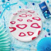 赤いハート ペーパープレート (パーティー)