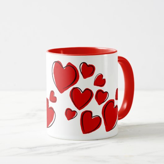 赤いハート マグカップ (正面右)