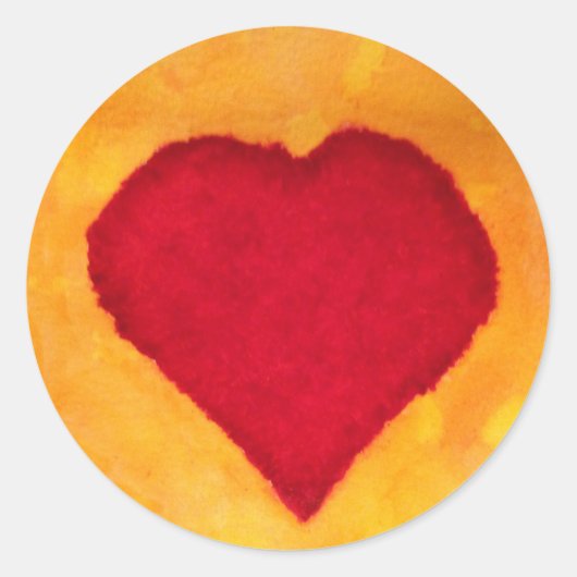 赤いハート ラウンドシール (正面)