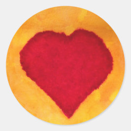 赤いハート ラウンドシール