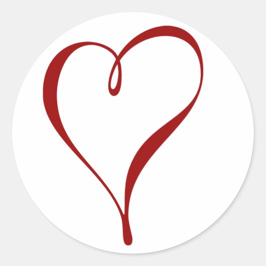 赤いハート ラウンドシール (正面)