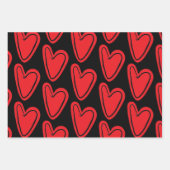 赤いハート ラッピングペーパーシート (正面3)