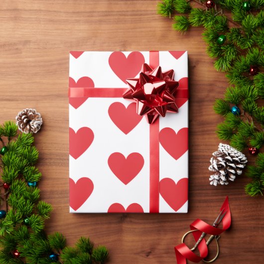 赤いハート ラッピングペーパー (クリスマスギフト)