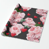 赤いハート ラッピングペーパー (アンロールド)