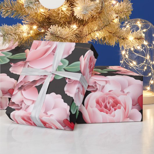 赤いハート ラッピングペーパー