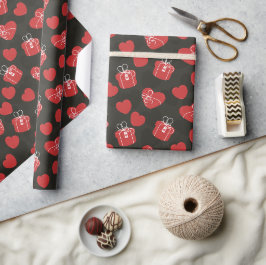赤いハート ラッピングペーパー