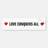 赤いハート&ラブコンバースすべての文字オンホワイト バンパーステッカー (正面)