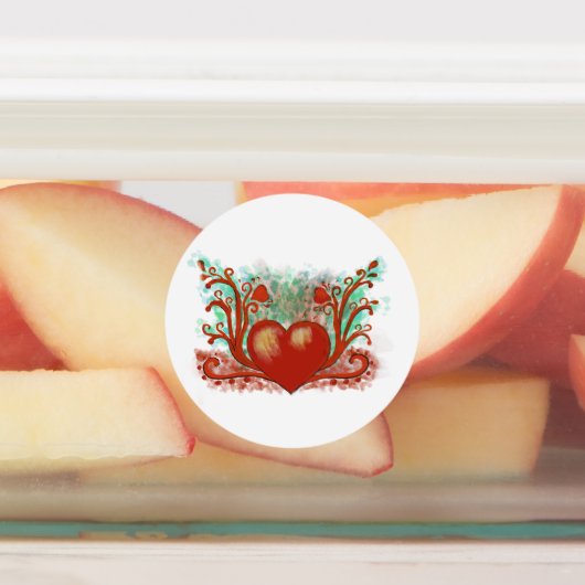 赤いハート ラベル (貼付)