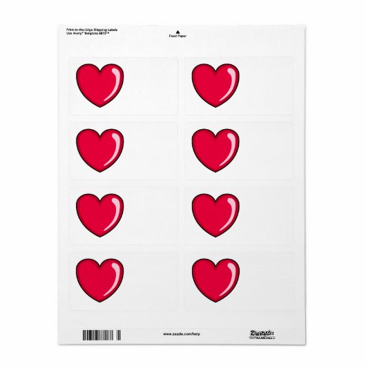 赤いハート ラベル (フルシート)