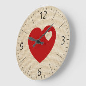 赤いハート ラージ壁時計 (傾斜)