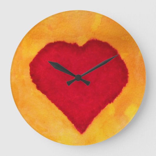 赤いハート ラージ壁時計 (正面)