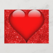 赤いハート、レッドグリッターバレンタイン シーズンポストカード (正面)