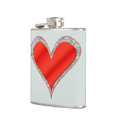 赤いハート（レース付き） フラスク (左)