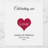 赤いハート ワインラベル (シングルラベル)