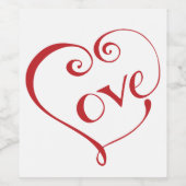 赤いハート ワインラベル (シングルラベル)