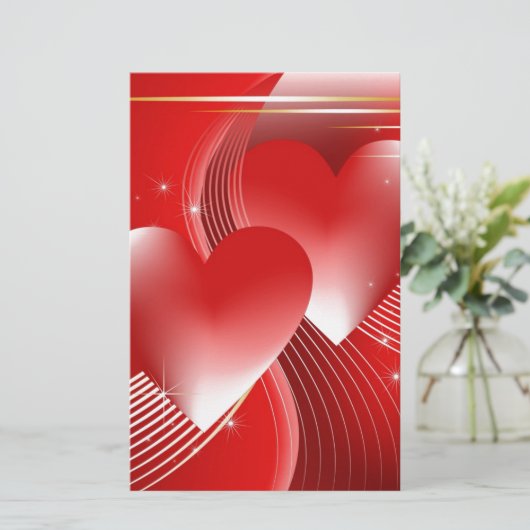 赤いハート 便箋 (スタンド正面)