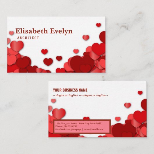 赤いハート 名刺 (正面/裏面)