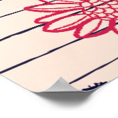 赤いハート、唇、デイジーパターン。 ポスター (角)