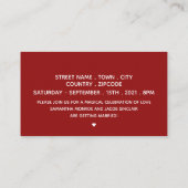 赤いハート、婚約パーティチケット招待状 エンクロージャーカード (裏面)